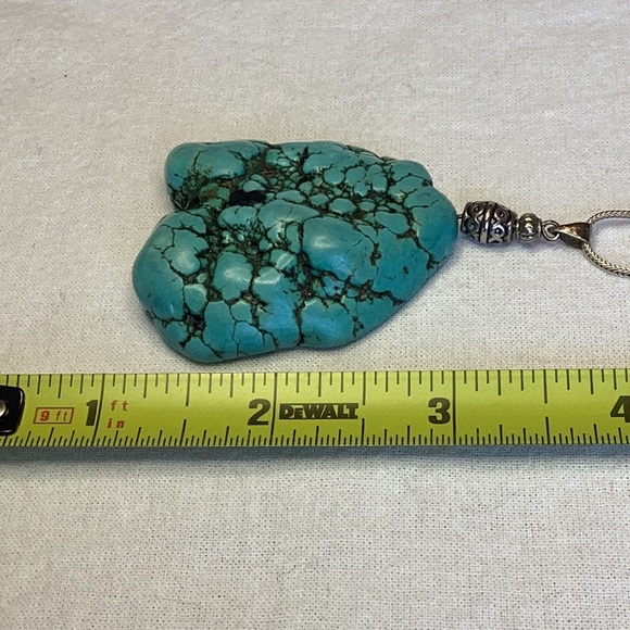 FINAL SALE PRICE Huge Turquoise and Silver Necklace - Picture 2 of 6